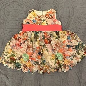 Helena Kids Floral Dress with Pink Sash